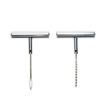 Modengzhe 2 Pcs Tire Repair Puncture Tool Heavy Duty Stanless Steel T-Handle Tire Repair Tool for Automobiles Motorcycles or Bicycles - size: 2 PCS