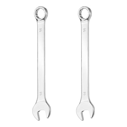 HARFINGTON 2Pcs Combination Wrench 14mm Metric 12-Point Box and Open End 45# Carbon Steel Double Ended Spanner Tool for Automotive Pipe Furniture Machinery DIY Repair, Silver White - size: 14mm