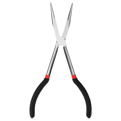 11 Inch Long Reach Needle Nose Pliers - Non-Slip Grip Straight Needle Nose Pliers for Mechanics, Electricians, Fishing and Home Repairs