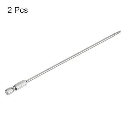 HARFINGTON 2pcs T10 Security Torx Bit 1/4" Hex Shank 6" Long S2 Steel Magnetic Tamper Resistant Star Bits Screwdriver Torx Head with Hole for Driver Drill Bits Remove Fastening Screws - size: T10
