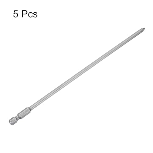 HARFINGTON 5pcs #1 Phillips Screwdriver Bit PH1 1/4" Hex Shank 8" (200mm) Long Magnetic S2 Steel Industrial Grade Screw Driver Bit Cross Head Electric Drill Bits 0.177" (4.5mm) Rod - size: PH1 x 200mm x 4.5mm