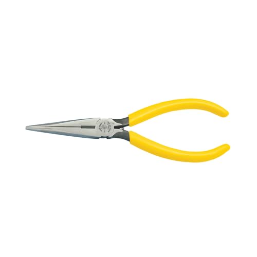 Klein Tools D203-7C Long Nose All-Purpose Spring Loaded Pliers, Forged Steel with Dual Material Journeyman Handles, 7-Inch - size: 7-Inch