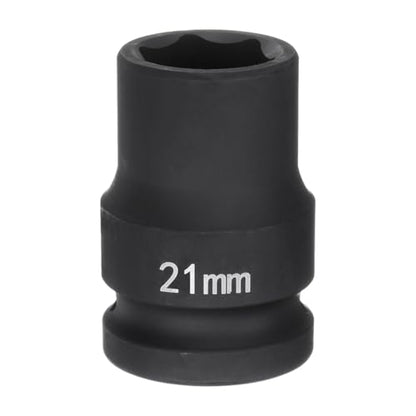 HARFINGTON 6-Point Impact Socket 3/4" Drive 21mm Metric 40Cr Alloy Steel Spindle Axle Nut Impact Socket - size: 21mm