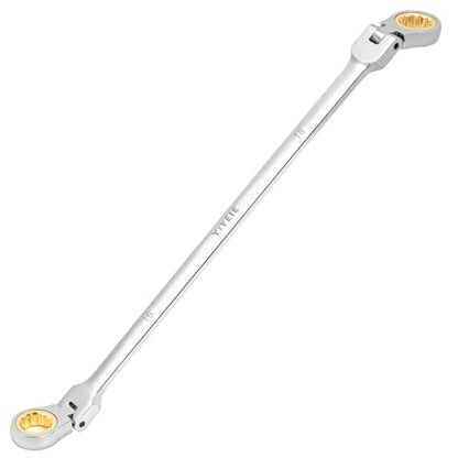 YIYEIE 16 * 18 mm Extra Long Flex-Head Ratcheting Wrench, Metric, 72-Tooth Double Box End Long Handle Ratchet Wrench, CR-V Steel with Mirror Finish Labor-Saving Spanner - size: Extra Long 16mm x 18mm