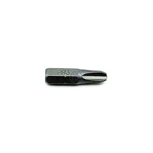Benchmark Abrasives 1/4 Inch Hex Anti Slip Phillips Insert Screw Head Screwdriver Bits, Rotary Drill Bits for Repairing Electronics, Automotive Parts, Furniture (50 Pack) - (PH3 x 1") - size: PH3 x 1"
