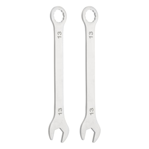 HARFINGTON 2Pcs Super Thin Combination Wrench 13mm Metric 12-Point Box and Open End Stainless Steel Double Ended Spanner Tool for Automotive Pipe Furniture Machinery DIY Repair, Silver - size: 13mm