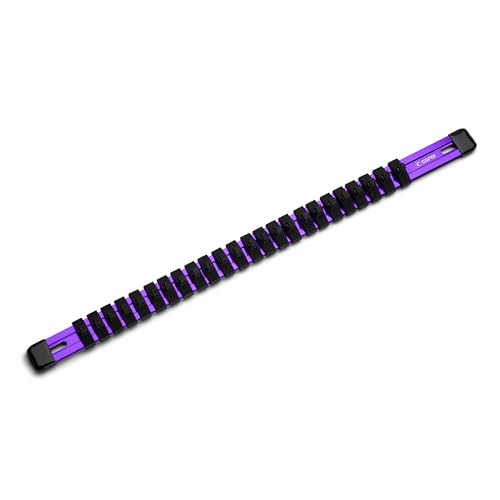 Capri Tools Aluminum Socket Rail, 1/4 in. Drive, 17 in. Long, 24 Socket Clips, Purple - color: Purple, size: 1/4 in. Drive