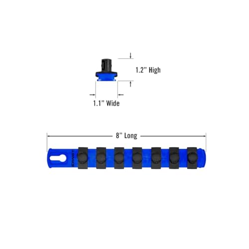 ERNST 8-Inch Socket Rail Organizer with 7 1/2-Inch Twist Lock Clips, Blue - 8409-Blue-1/2 - color: Blue, size: 1/2-Inch Twist Clips, style: 8-Inch