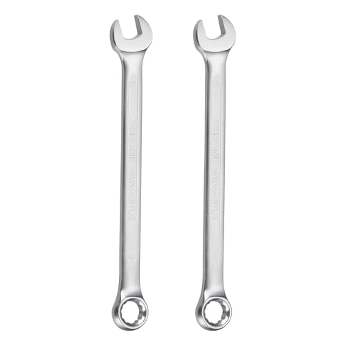 HARFINGTON 2Pcs Metric Combination Wrench 9mm Open End & 15-Degree Offset 12-Point Box End Chrome Vanadium Steel Industrial Grade Double Ended Wrenches Spanners Tools - size: 9mm