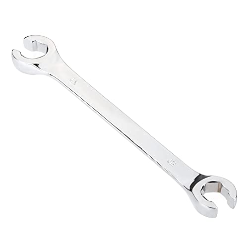 Auniwaig 2-Piece Flare Nut Wrench 15mm x 17mm, Metric, Polished Chrome Plated for Removing or Replacing Nuts on Fuel, Brake or Air Conditioning Lines - size: 15x17mm