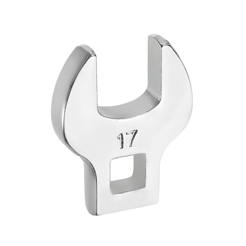 HARFINGTON Drive Crowfoot Wrench 3/8 Inch 17mm Metric Flare Nut Wrench CR-V Steel Electroplating Open End Crowfoot Spanner for Automotive Repair Mechanics, Bright Silver - size: 3/8 Inch x 17mm