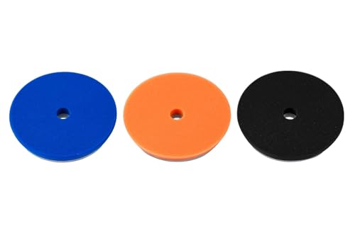 6.5" SDO Foam Buffing and Polishing Pad Kit (Set of 3) – Lake Country Manufacturing – Tapered Edge Pads – Blue Heavy Polishing, Orange Polishing, Black Finishing – Compounding - color: 3 pack, size: 6.5"