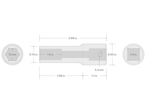 TEKTON 1/2 Inch Drive x 12 mm Deep 6-Point Impact Socket | SID23112 - size: 12 mm, style: Deep
