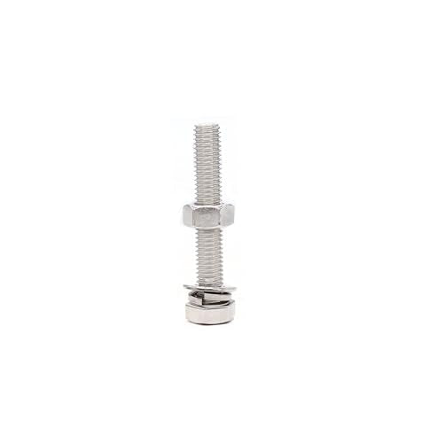 6-Pack M10 x 40mm Hexagon Screws Hex Bolts with M10 Hex Nuts Flat Washers/Spring Lock Washers Set, 304/18-8, Plain Finish - size: 6-Pack M10 x 40mm