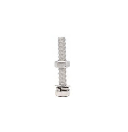 6-Pack M10 x 40mm Hexagon Screws Hex Bolts with M10 Hex Nuts Flat Washers/Spring Lock Washers Set, 304/18-8, Plain Finish - size: 6-Pack M10 x 40mm