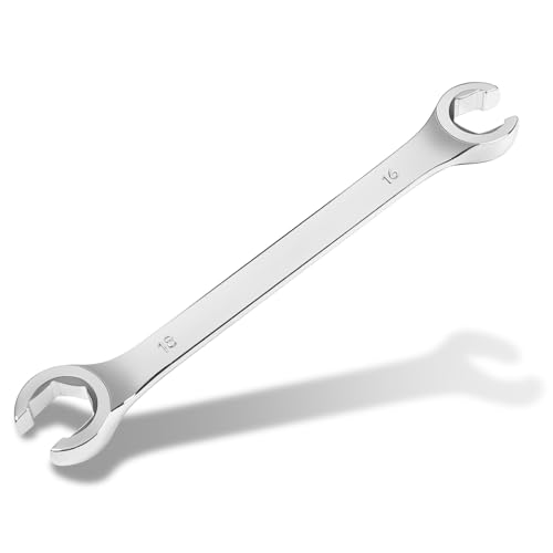 Auniwaig 16mm x 18mm Flare Nut Wrench Metric Double Open End | 15° Offset Ends, For Auto, Household, DIY Repairs - size: 16x18mm