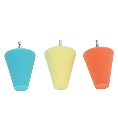 Hub Polishing Sponge Kit - 3PCS Conical Buffing Pads for Wheels/Cars/Motorcycles | Drill Attachment for Mark Erasure & Mirror Shine | Flexible Design for Hard - to - Reach