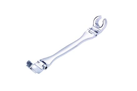 Double Flexible Flare Nut Wrench,5/16" x 7/16", 3/8" x 1/2", 9/16" x 5/8", 11/16" x 3/4",Line Wrench,Oil Nut wrench, 210° Activity angle, 4PIECE SAE SIZE Gift for Man,With wrench rack - color: Sae Double Flexible Head Flare Nut Wrench 5/16 * 7/16-3/8 * 1/