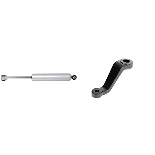 Rough Country N3 Steering Stabilizer for Jeep TJ, YJ, XJ, ZJ & GM - 8731730 & Drop Pitman Arm for 87-06 Jeep Wrangler | 84-01 Cherokee XJ - 6605