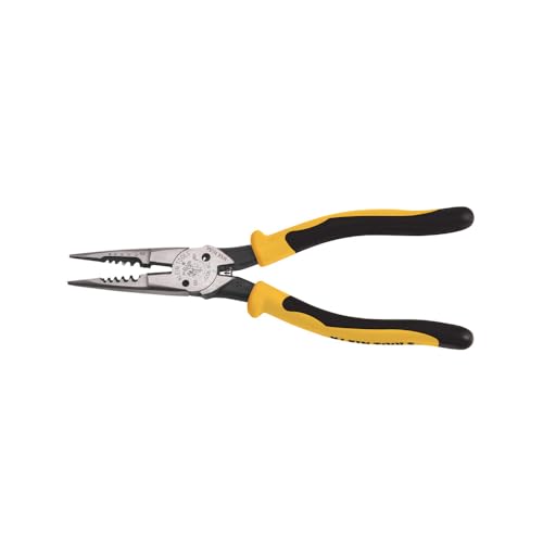 Klein Tools J206-8C Long Nose All-Purpose Spring Loaded Pliers, Made in USA, Forged Steel with Dual Material Journeyman Handles - style: Spring Loaded