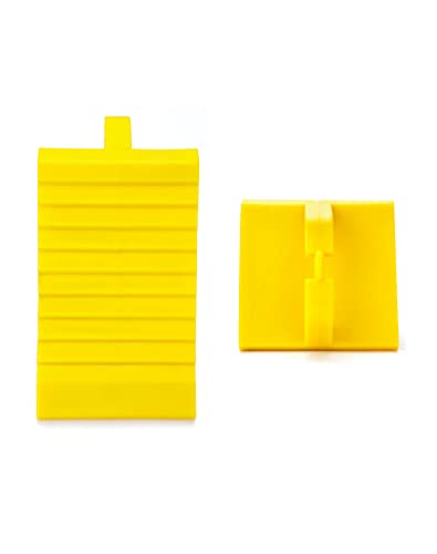 QWORK RV Wheel Chocks, 4 Pack Heavy Duty Car RV Tire Chocks Camper Chocks with Handle and Rope, Car Truck Stopper for Travel Trailers, Camper, Cars, Truck, Yellow