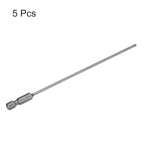 HARFINGTON 5pcs #0 Phillips Screwdriver Bit PH0 1/4" Hex Shank 6" (150mm) Long Magnetic S2 Steel Industrial Grade Screw Driver Bit Cross Head Electric Drill Bits 0.098" (2.5mm) Rod - size: PH0 x 150mm x 2.5mm