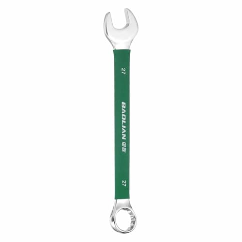 HARFINGTON 27mm Metric Combination Wrench 10 Degree Offset 12 Point Cr-V Steel Single Open End Spanner Wrenches for Automotive Repair Furniture Assembly - size: 27mm