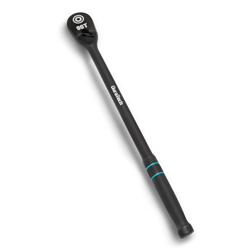 DURATECH Extra Long Handle 1/2-Inch Drive Ratchet, 90-Tooth Ratchet Wrench with 15" Handle and Dust Proof Teardrop Enclosed Head, Reversible, CR-V Made, CR-MO Head, 4° Swing, Black Mn Phosphate Finish - size: 1/2" with 15" handle