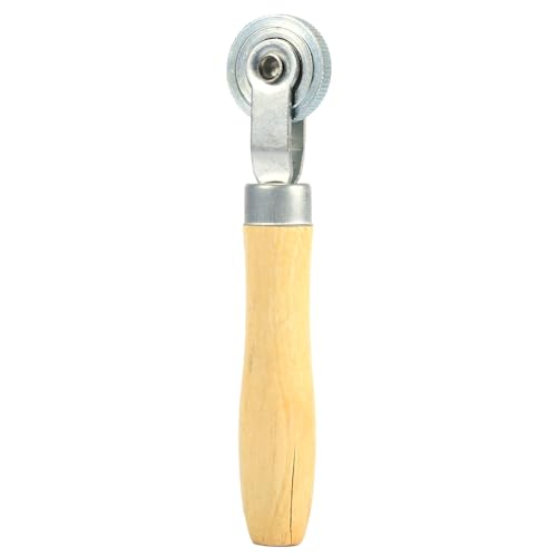 Generic Lightweight Wooden Handle Bearing Roller Puncture Tool to Remove Trapped Air for Good Adhesion, 4cm Wheel Diameter, Ideal for Repairing Tyres