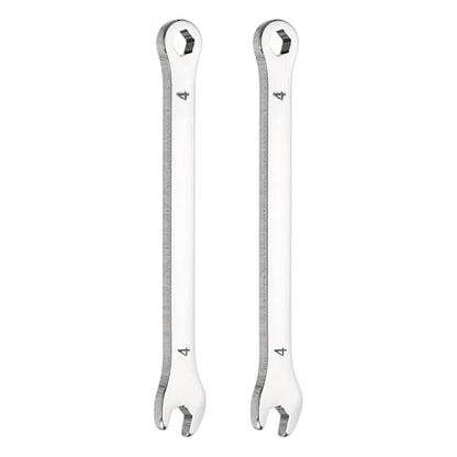 HARFINGTON 2Pcs Mini Super Thin Combination Wrench 4mm Metric 6-Point Box and Open End Stainless Steel Double Ended Spanner Tool for Automotive Pipe Furniture Machinery DIY Repair, Silver - size: 4mm