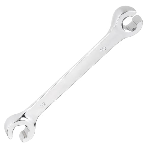 Auniwaig Flare Nut Wrench 10mm x 12mm, Metric, Polished Chrome Plated for Removing or Replacing Nuts on Fuel, Brake or Air Conditioning Lines | 15° Offset Ends, For Auto, Household, DIY Repairs - size: 10x12mm