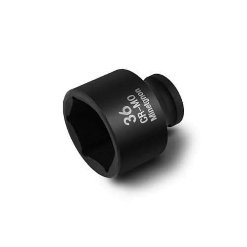 36mm Socket Shallow 1/2 Drive Impact Socket 6 Point CR-MO Axle Nut Heavy-Duty Socket for Easy Removal & Installation of Wheel Hub & Axle Shaft Nuts - color: Shallow_6 Pt_1/2, size: 36mm