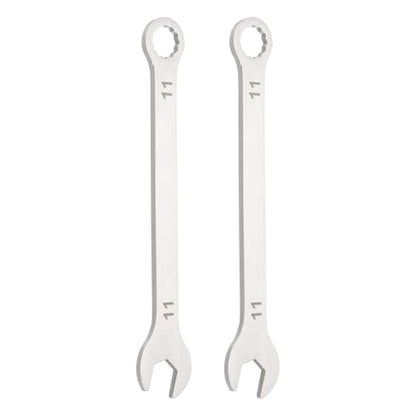 HARFINGTON 2Pcs Super Thin Combination Wrench 11mm Metric 12-Point Box and Open End Stainless Steel Double Ended Spanner Tool for Automotive Pipe Furniture Machinery DIY Repair, Silver - size: 11mm