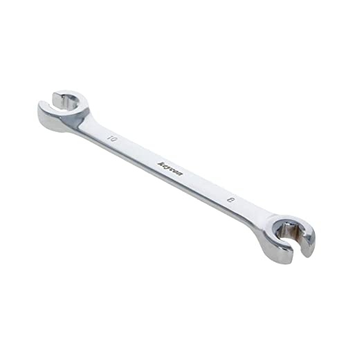 Auniwaig 2-Piece Flare Nut Wrench 8mm x 10mm, Metric, Polished Chrome Plated for Removing or Replacing Nuts on Fuel, Brake or Air Conditioning Lines - size: 8x10mm