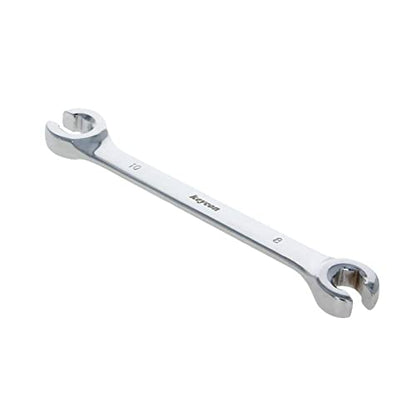 Auniwaig 2-Piece Flare Nut Wrench 8mm x 10mm, Metric, Polished Chrome Plated for Removing or Replacing Nuts on Fuel, Brake or Air Conditioning Lines - size: 8x10mm