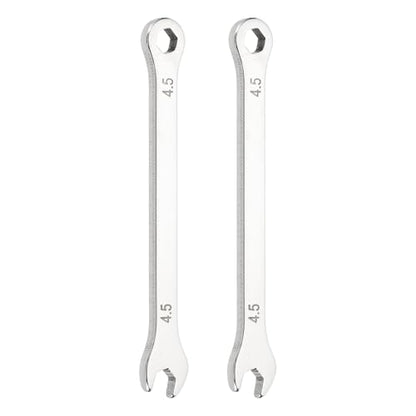 HARFINGTON 2Pcs Mini Super Thin Combination Wrench 4.5mm Metric 6-Point Box and Open End Stainless Steel Double Ended Spanner Tool for Automotive Pipe Furniture Machinery DIY Repair, Silver - size: 4.5mm