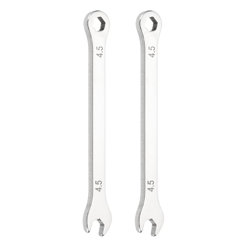 HARFINGTON 2Pcs Mini Super Thin Combination Wrench 4.5mm Metric 6-Point Box and Open End Stainless Steel Double Ended Spanner Tool for Automotive Pipe Furniture Machinery DIY Repair, Silver - size: 4.5mm