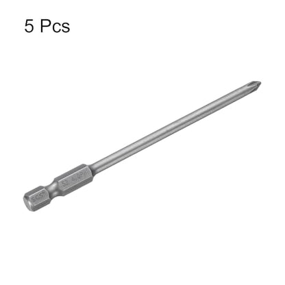 HARFINGTON 5pcs #1 Phillips Screwdriver Bit PH1 1/4" Hex Shank 4" (100mm) Long Magnetic S2 Steel Industrial Grade Screw Driver Bit Cross Head Electric Drill Bits 0.157" (4mm) Rod - size: PH1 x 100mm x 4mm