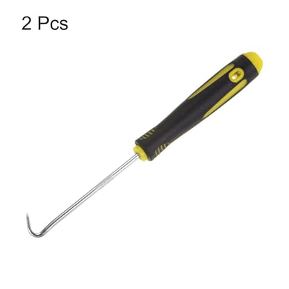 HARFINGTON 2pcs 45 Degree Picks 165mm Zinc Alloy Rubber Handle Round Automotive Pick Tool Set for Removing O Rings Small Items, Black Yellow