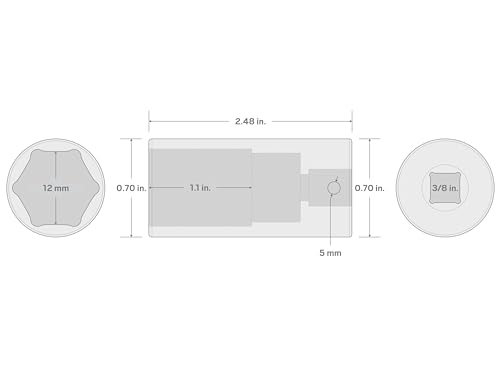 TEKTON 3/8 Inch Drive x 12 mm Deep 6-Point Impact Socket | SID13112 - size: 12 mm, style: Deep