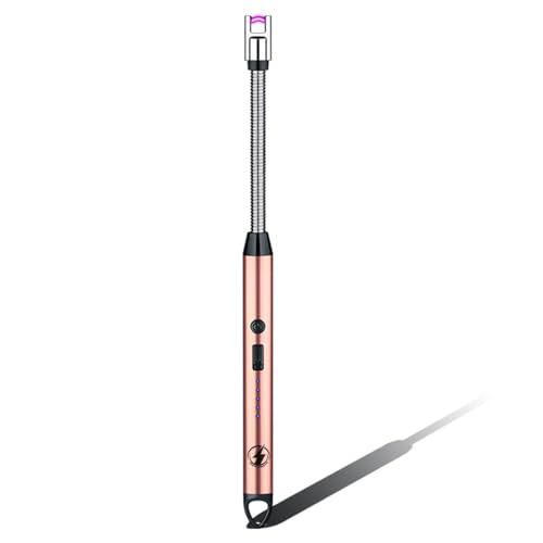 Bend-It Flexible Neck Arc Lighter — USB Rechargeable, Windproof & Flameless | Long Reach for Deep Jar Candles, Stove, BBQ & Fireplace - Pink - color: Pink