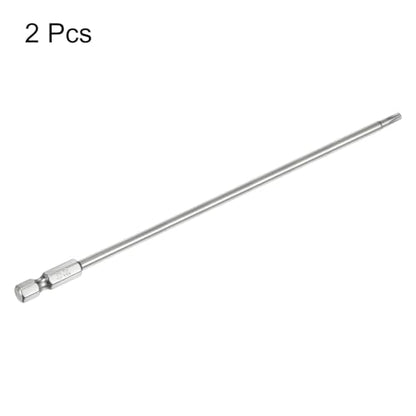 HARFINGTON 2pcs T15 Security Torx Bit 1/4" Hex Shank 6" Long S2 Steel Magnetic Tamper Resistant Star Bits Screwdriver Torx Head with Hole for Driver Drill Bits Remove Fastening Screws - size: T15