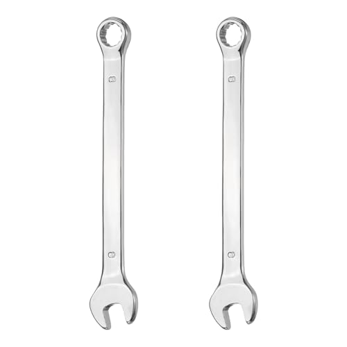 HARFINGTON 2Pcs Combination Wrench 8mm Metric 12-Point Box and Open End 45# Carbon Steel Double Ended Spanner Tool for Automotive Pipe Furniture Machinery DIY Repair, Silver White - size: 8mm