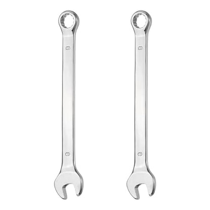HARFINGTON 2Pcs Combination Wrench 8mm Metric 12-Point Box and Open End 45# Carbon Steel Double Ended Spanner Tool for Automotive Pipe Furniture Machinery DIY Repair, Silver White - size: 8mm