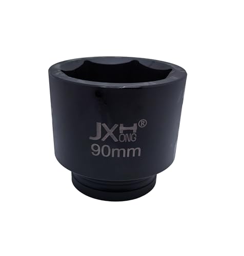 1-1/2" Drive Impact Socket, 6-Point, Heat Treated Cr-Mo Steel – Heavy Duty for Hydraulic Impact Wrench (90mm) - size: 90mm