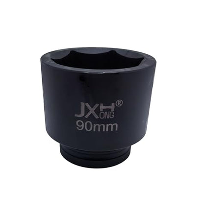 1-1/2" Drive Impact Socket, 6-Point, Heat Treated Cr-Mo Steel – Heavy Duty for Hydraulic Impact Wrench (90mm) - size: 90mm