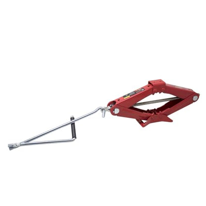 K Tool International 63100 1.5 Ton Automotive Scissor Jack for Garages, Repair Shops, and DIY, Compact, Portable, 3,000 lbs. Capacity, Lifting Range 4.1" - 15.2", Alloy Steel, Long Crank Handle, Red