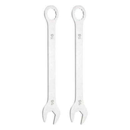 HARFINGTON 2Pcs Super Thin Combination Wrench 16mm Metric 12-Point Box and Open End Stainless Steel Double Ended Spanner Tool for Automotive Pipe Furniture Machinery DIY Repair, Silver - size: 16mm