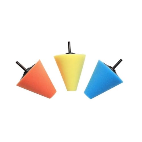 3/6PCS Car Wheel Polishing Sponge Cone Ball Kit for Electric Drill | Foam buffing pads for car wheel hub and rim polishing. Fits standard drill(3PCS) - color: 3pcs