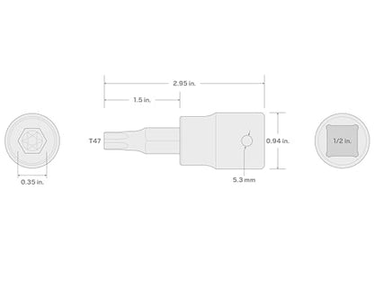 TEKTON 1/2 Inch Drive x T47 Torx Impact Bit Socket | SIB24247 - size: T47
